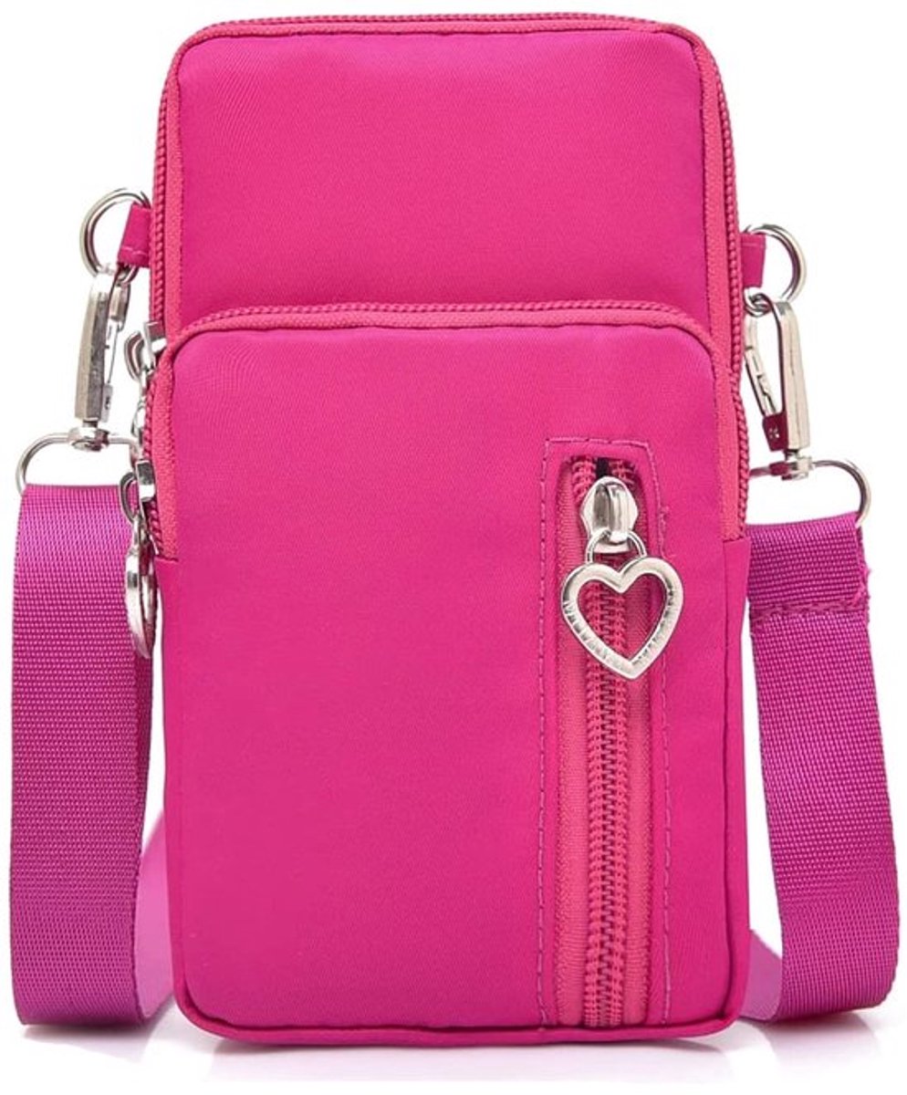 Schoudertas Dames - Nylon - Crossbodytas - Mobiele Telefoon Tas - Klein - Met Oortjes Ingang - Geschikt voor Telefoons Onder 7 Inch