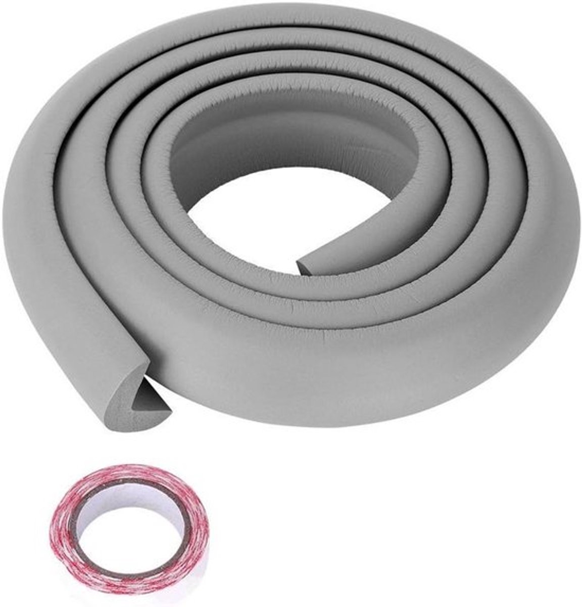 Hoekbeschermer voor babyveiligheid, extra zachte rubberen L-vorm, 2 meter lang, meubelrandbeschermer voor kasten, tafels en laden - grijs
