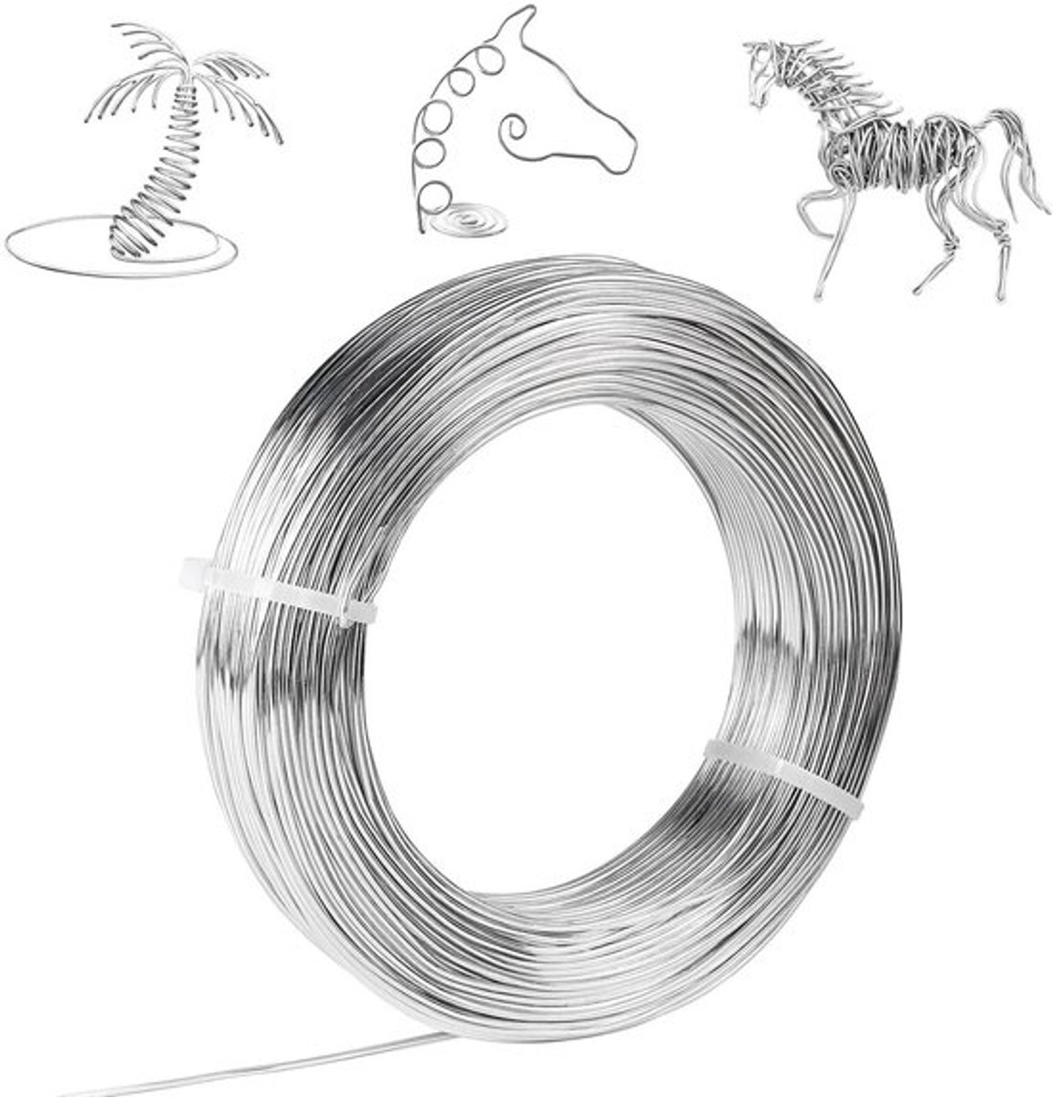 Aluminium Draad van 1.5 mm, 100 Meter Lang voor Sieraden Maken, Creatieve Projecten en Sculpturen, Ideaal voor Handwerk en Modelling