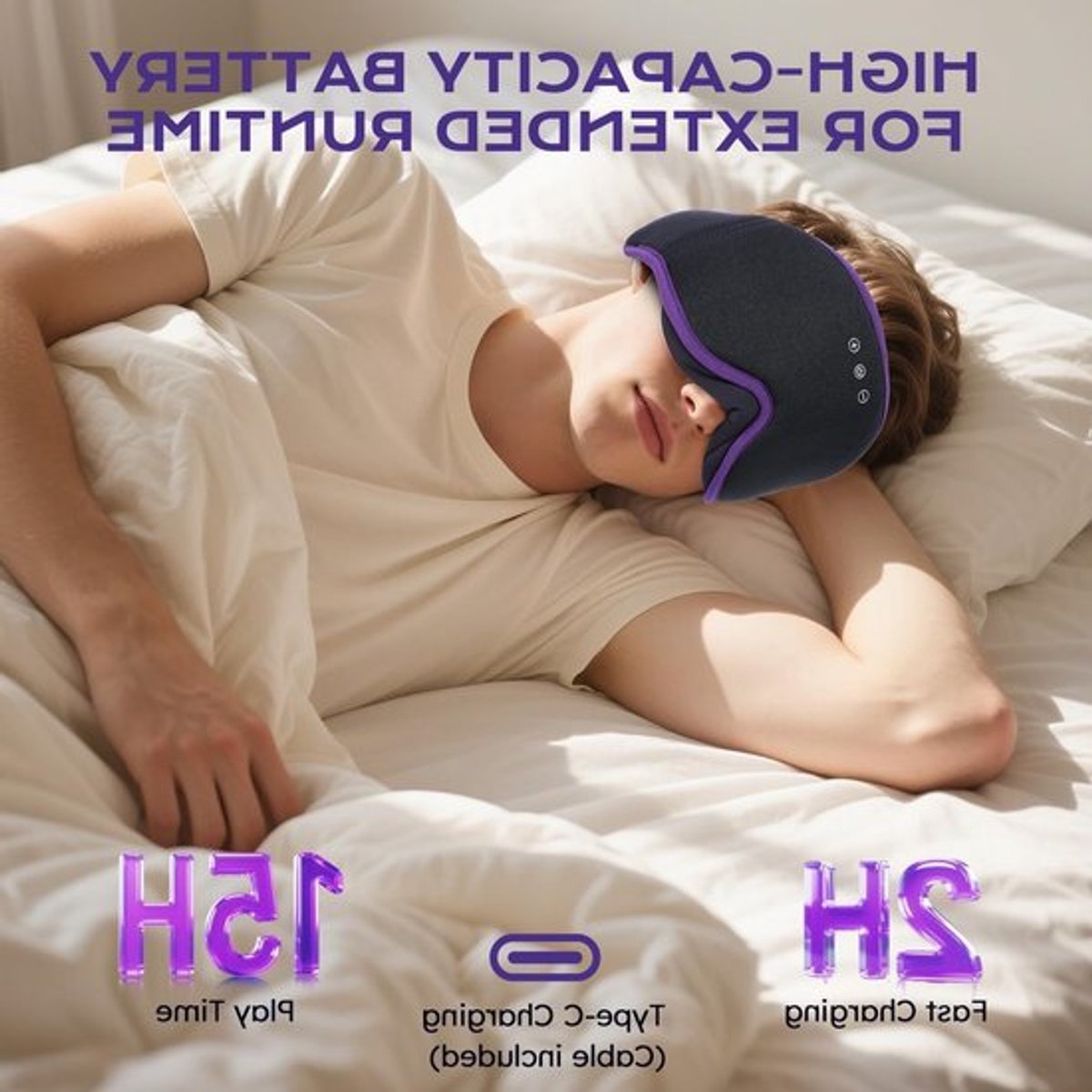 Verduisterend Slaapmasker met Bluetooth Hoofdtelefoon voor Zijslapers, Ademend en Zacht met Ultradunne Stereoluidsprekers voor Comfortabel Slapen