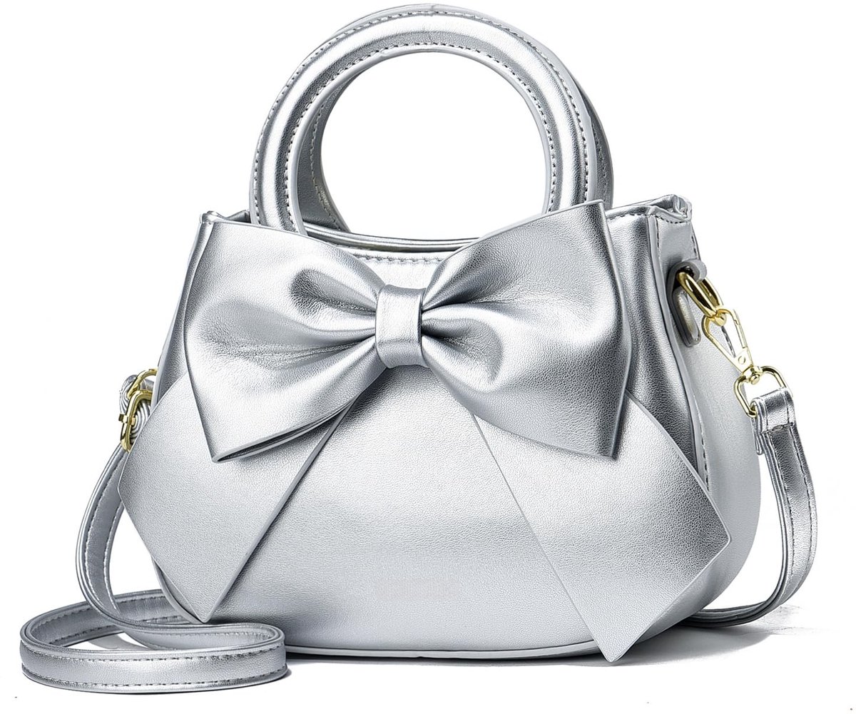 QTTVBTNA -Dames Handtas - Klein Schoudertasje - Zilver, 22×9×17 cm, synthetisch leer - Toprits, 2 ritvakken - Incl. verstelbare riem - Als clutch, crossbody of schoudertas - Cadeau voor moeder en vrouw