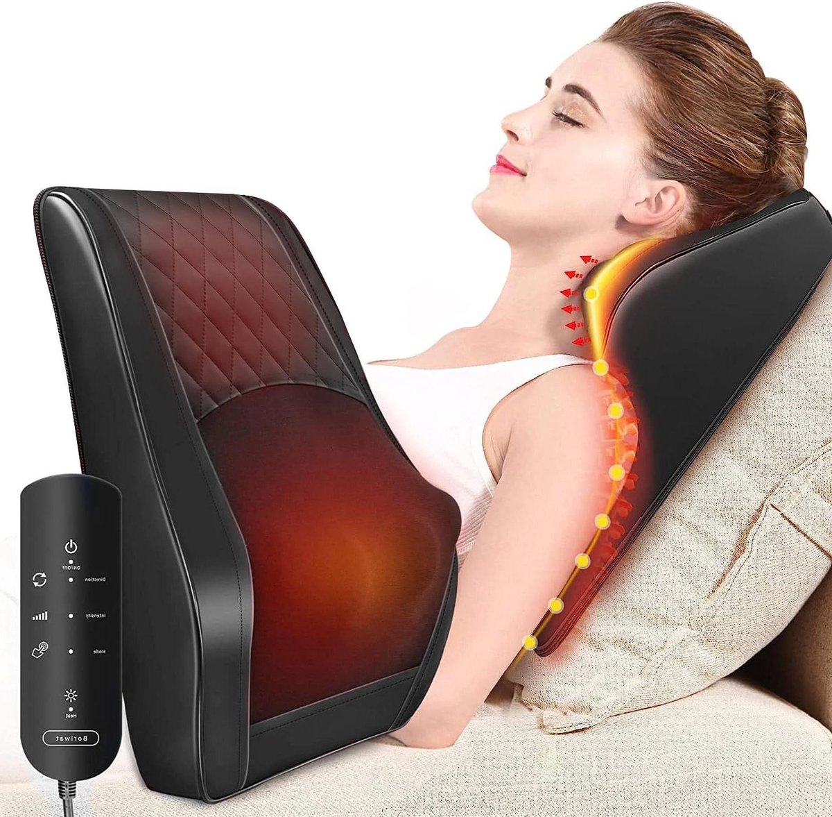 Massageapparaat Nek - Shiatsu Apparaat - Spierpijn Verlichten - Met Warmtefunctie - 30 x 33 cm - Zwart