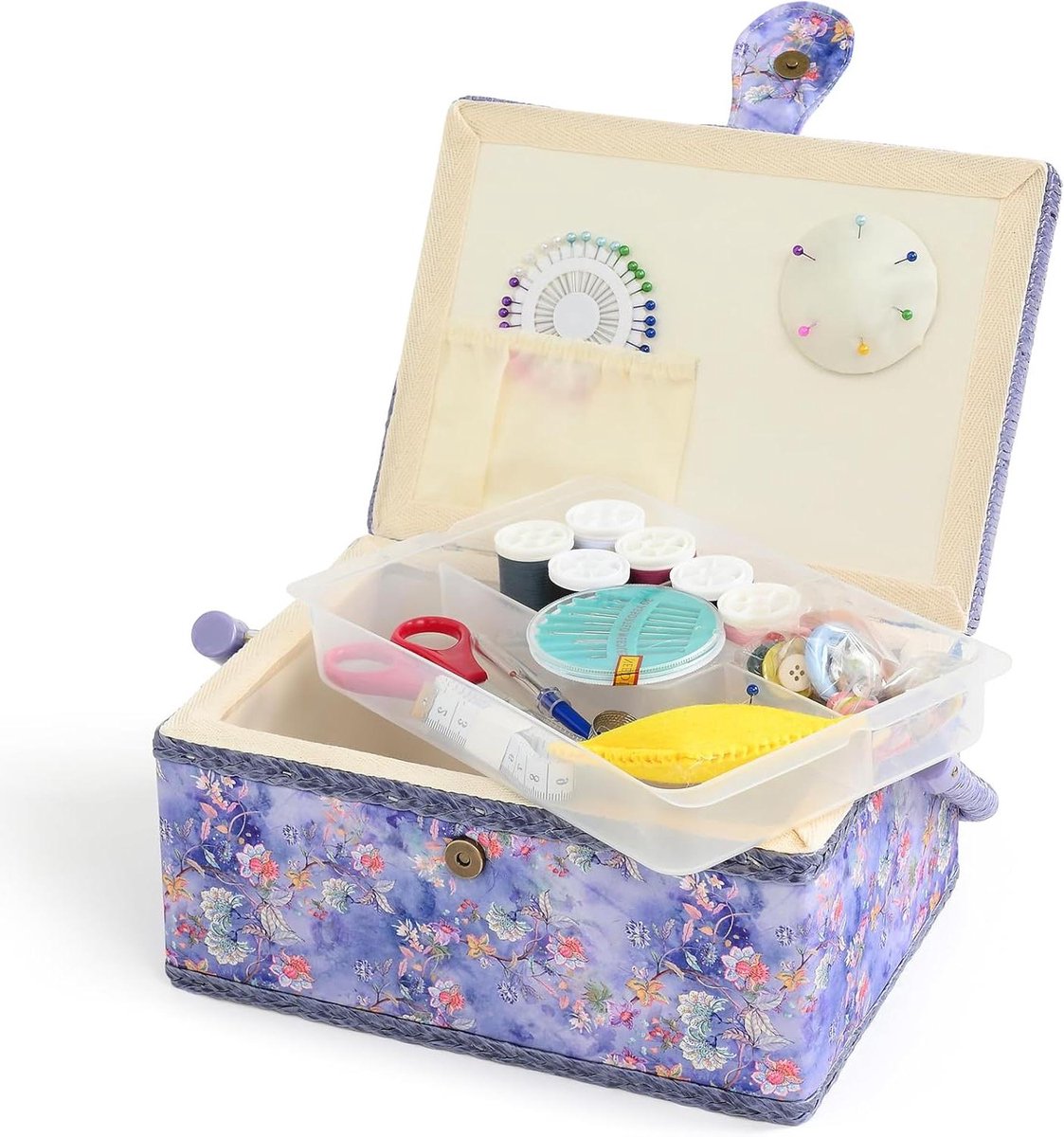 Naaimand - Naaikistje opberg - Hobby opslag - Met accessoires - 245 x 18 x 12 cm - Paars-blauw
