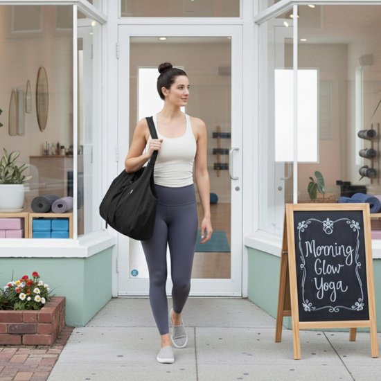 SnelShoppen - Yogamat Tas - Grote Draagtas voor Yogamatten met Zijvak - Geschikt voor Meeste Formaten - Obsidiaanzwart - Ideaal voor Yoga, Sport en Re van Snelshoppen — afbeelding 5