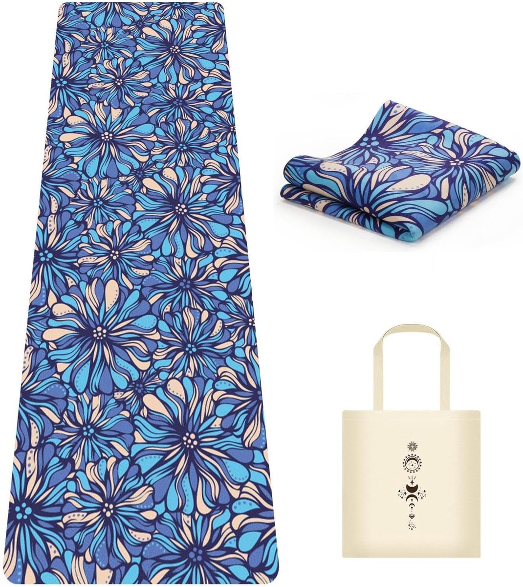 SnelShoppen - Opvouwbare Suede Yogamat voor Reizen - Travel Yoga Mat Antislip Sportmat - 0,06 Inch/1,5 mm Dikke - 72 x 24 Inch/183 x 61 cm - Blauw - I