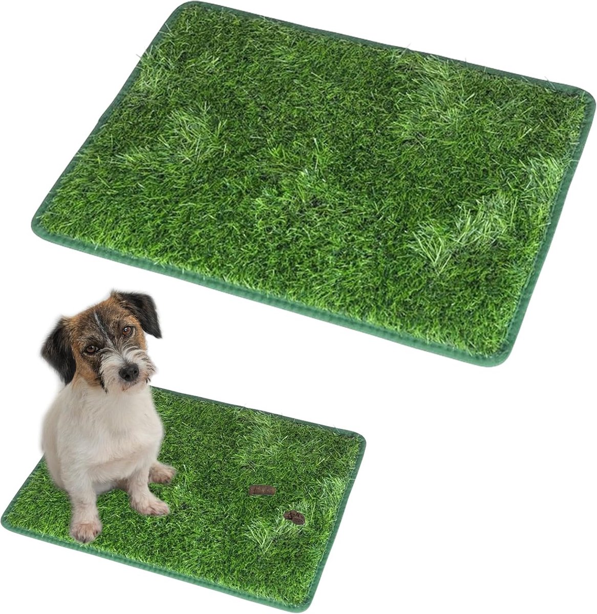 SnelShoppen - 2 stuks hondengras plasmat 46 x 58 cm - Wasbare kunstgras tapijt turf voor honden, puppy toilet training pads, groen - Ideaal voor balko