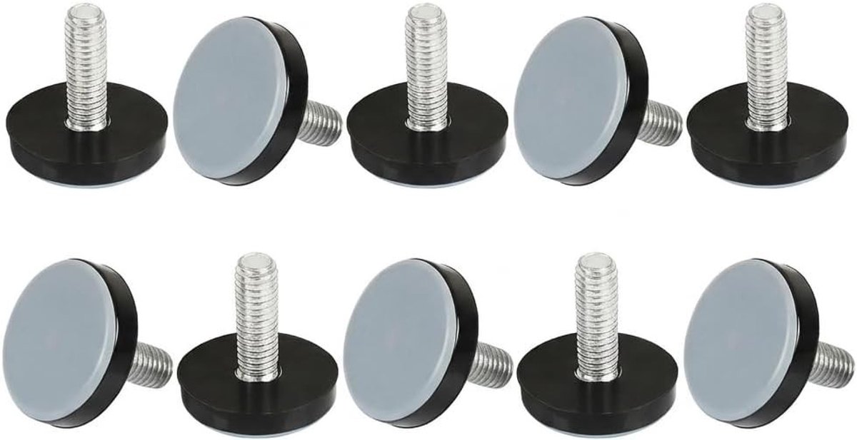 Set van 10 verstelbare stoelglijders M6 x 20 mm voor meubels, vloerbescherming en geluidsreductie op tegels en parket