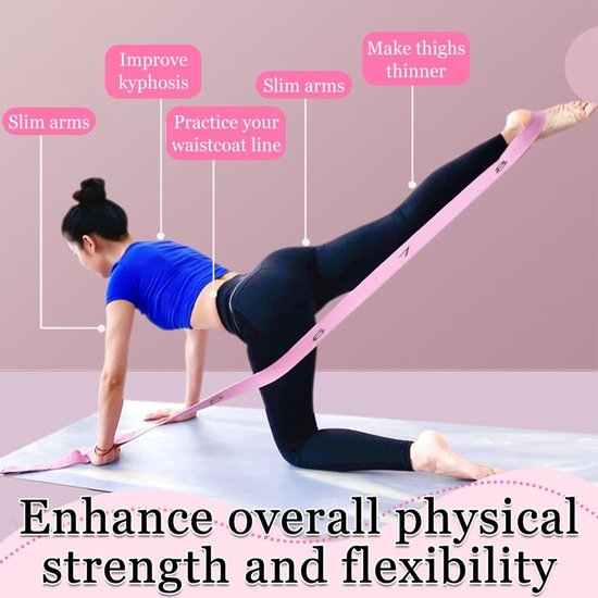 Fitness banden met 8 ringen voor kinderen en volwassenen, perfect voor yoga, pilates, gymnastiek en dans. Elastische latex banden voor training, flexibiliteit en kracht. — afbeelding 2