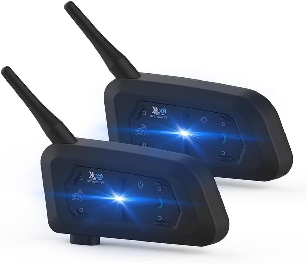 Motorhelm Intercom - Communicatiesysteem - Groepsgesprekken - 7-Persoons Verbinding - 700m Bereik - Zwart