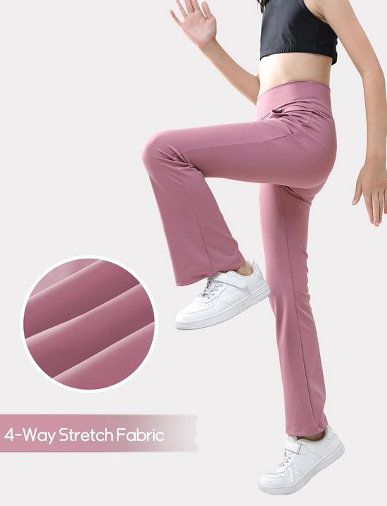 Flared Sportbroeken voor Meisjes, Bootcut Joggingbroeken met V-Lijn Taille, Lange Yoga Broeken met 2 Zakjes, EU 116-158 — afbeelding 3