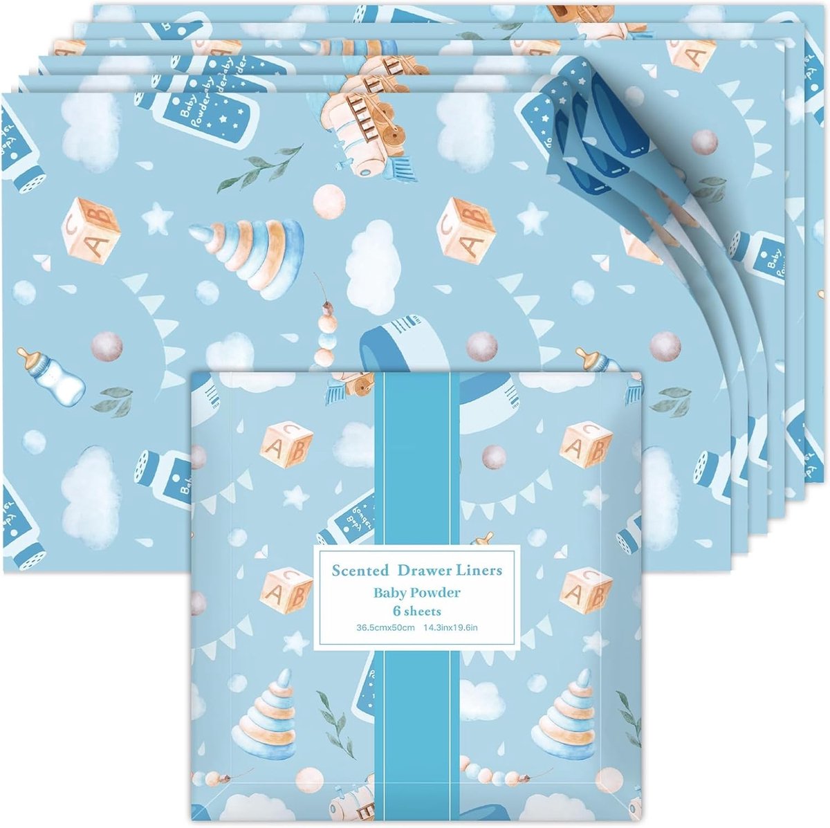 Geparfumeerd Papier Baby Poeder voor Lades, Kasten en Planken - 6 Vellen van 36.5 x 50 cm voor een Frisse Geur