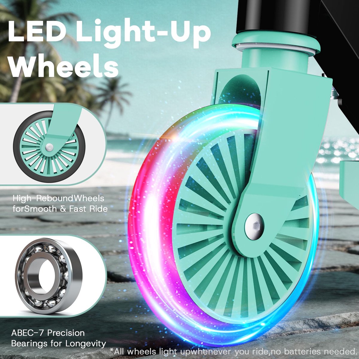 SnelShoppen - KIDSCOTER Scooter voor Kinderen 3-12 Jaar met Oplichtende Wielen, LED-Stuurpen, Hoogte Verstelbaar, Opvouwbaar en Lichtgewicht Ontwerp v