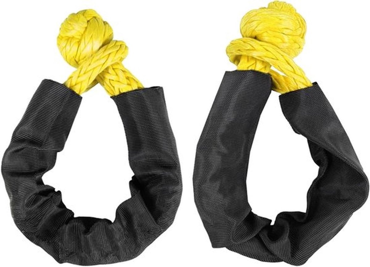 Professionele Soft Shackle Set van 2 - Duurzame Synthetic Links voor Trekhaak en Trailer (Geel)