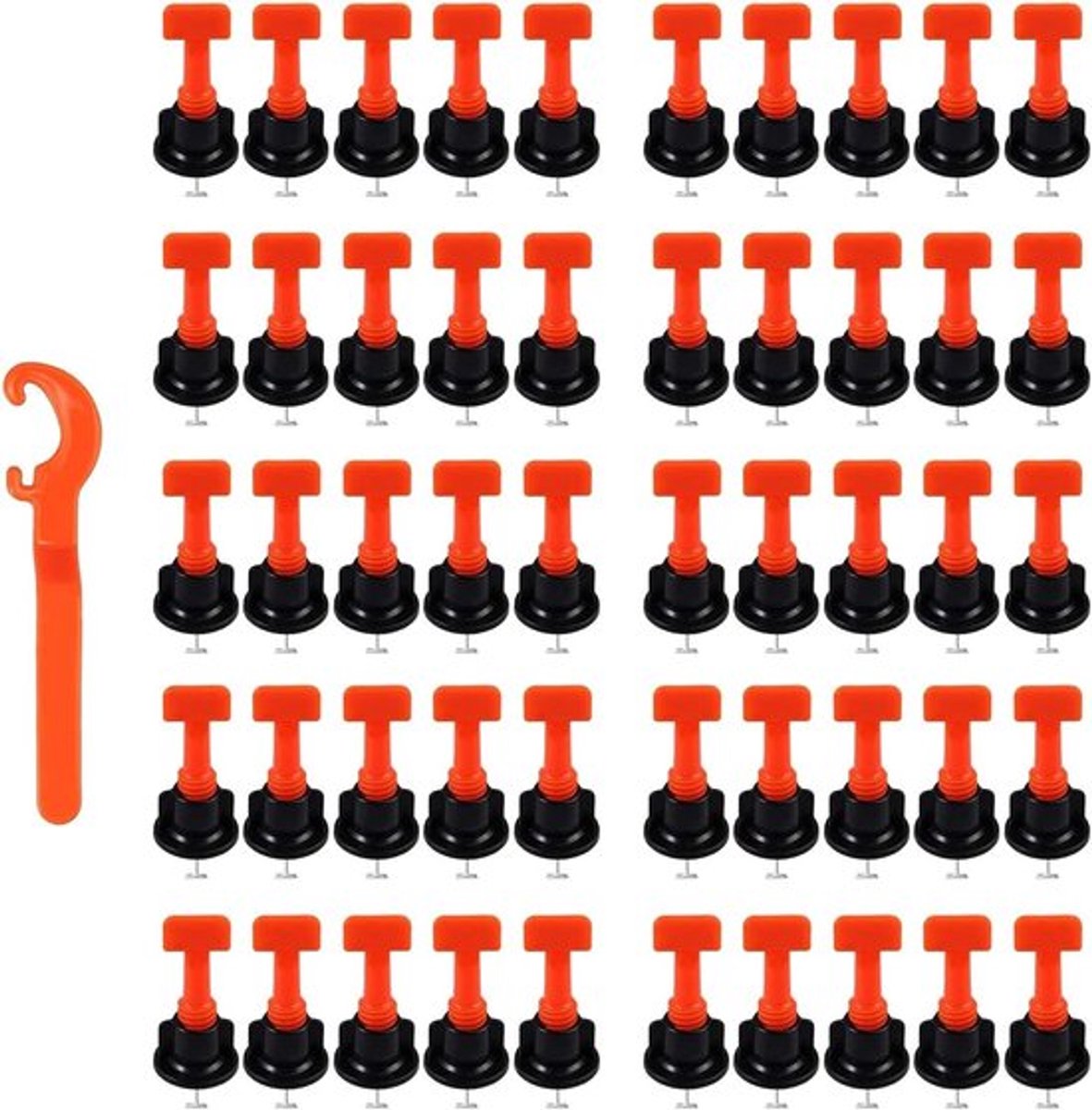 50 Stuks Tegel Nivelering Systeem, Keramische Spacers voor Muren en Vloeren met Speciale Sleutel - Perfect voor Doe-Het-Zelf Projecten en Professioneel Gebruik