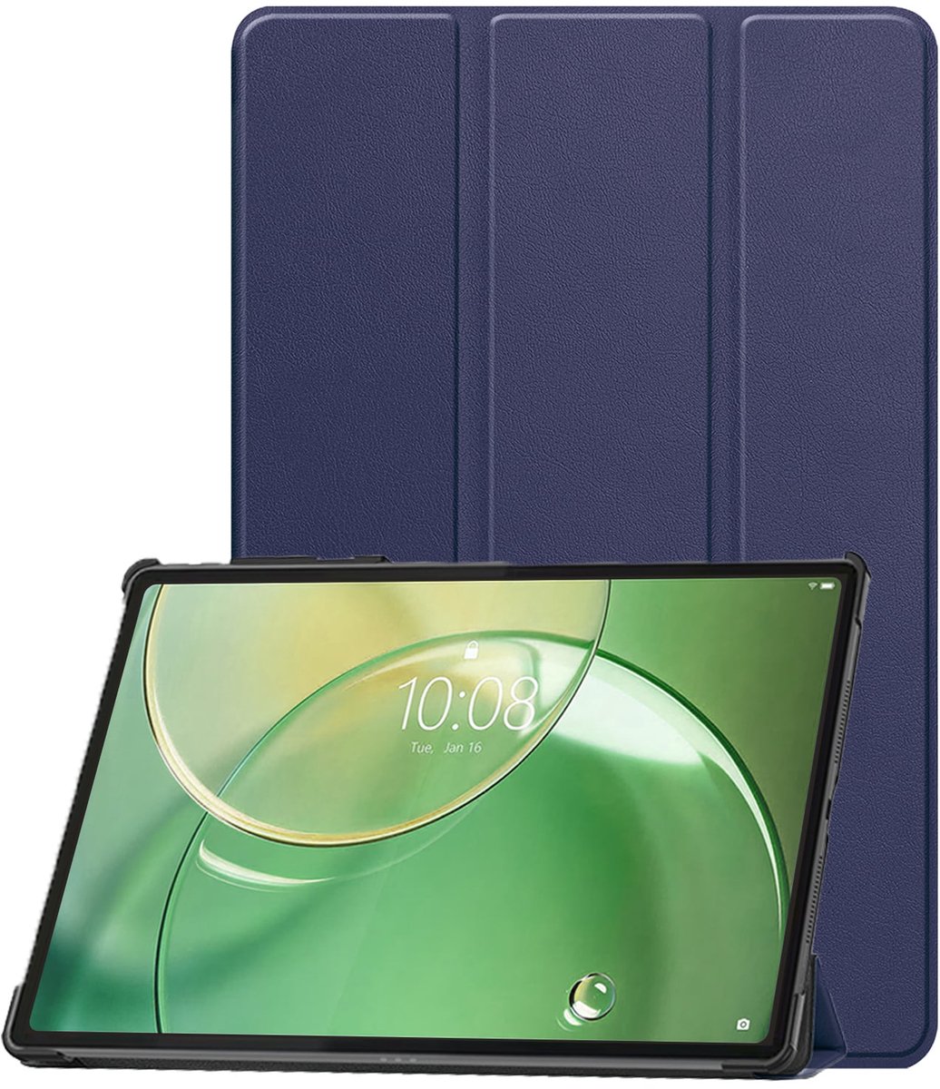 Hoesje Geschikt voor Lenovo Idea Tab Pro Gen 2 - Dun & Stevig - Trifold Bookcase - Hard Cover - Hardcover Book Case - Tablet Hoes - Donkerblauw
