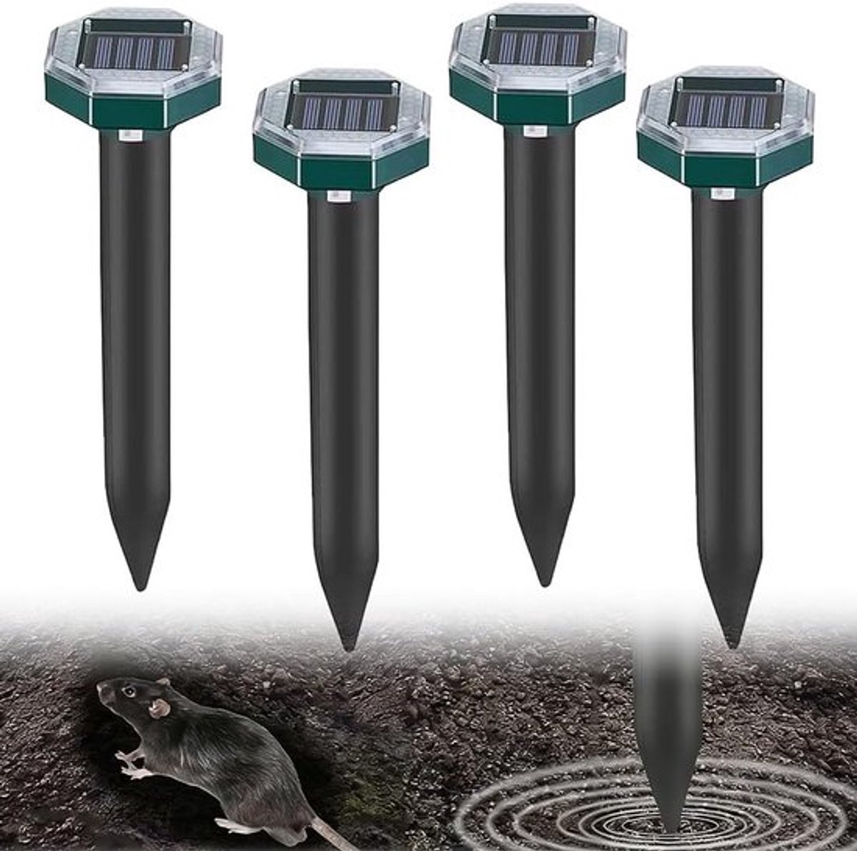4 Stuks Solar Vossenafschrikker met Vibratie en Ultrasoon Technologie voor Tuin en Gazon