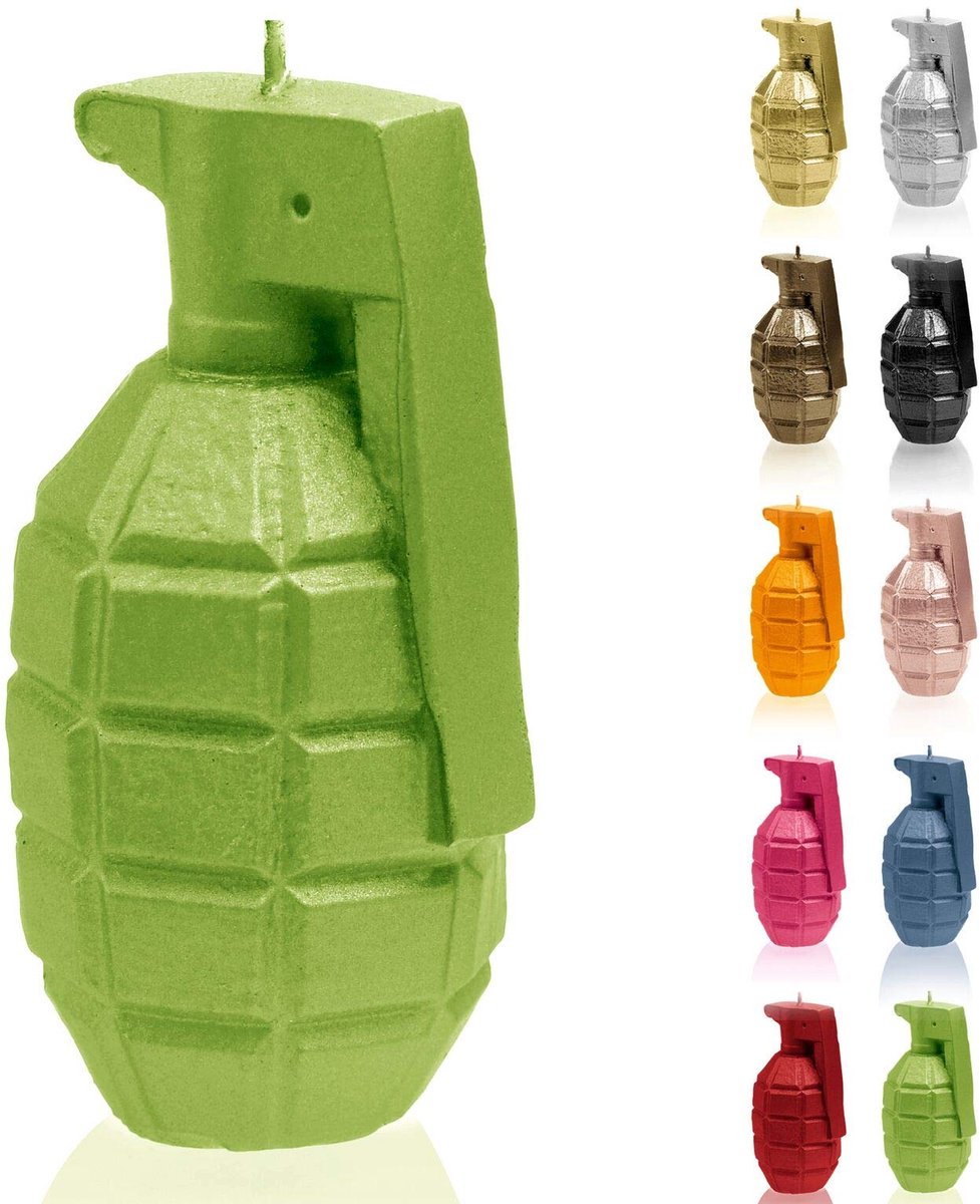 SnelShoppen - Handmade Grenade Kaars - Grappige Decoratieve Kaars - Limoenkaars met Cotton Wick - Brandduur 12 uur - Perfect voor Feesten, Home Decor