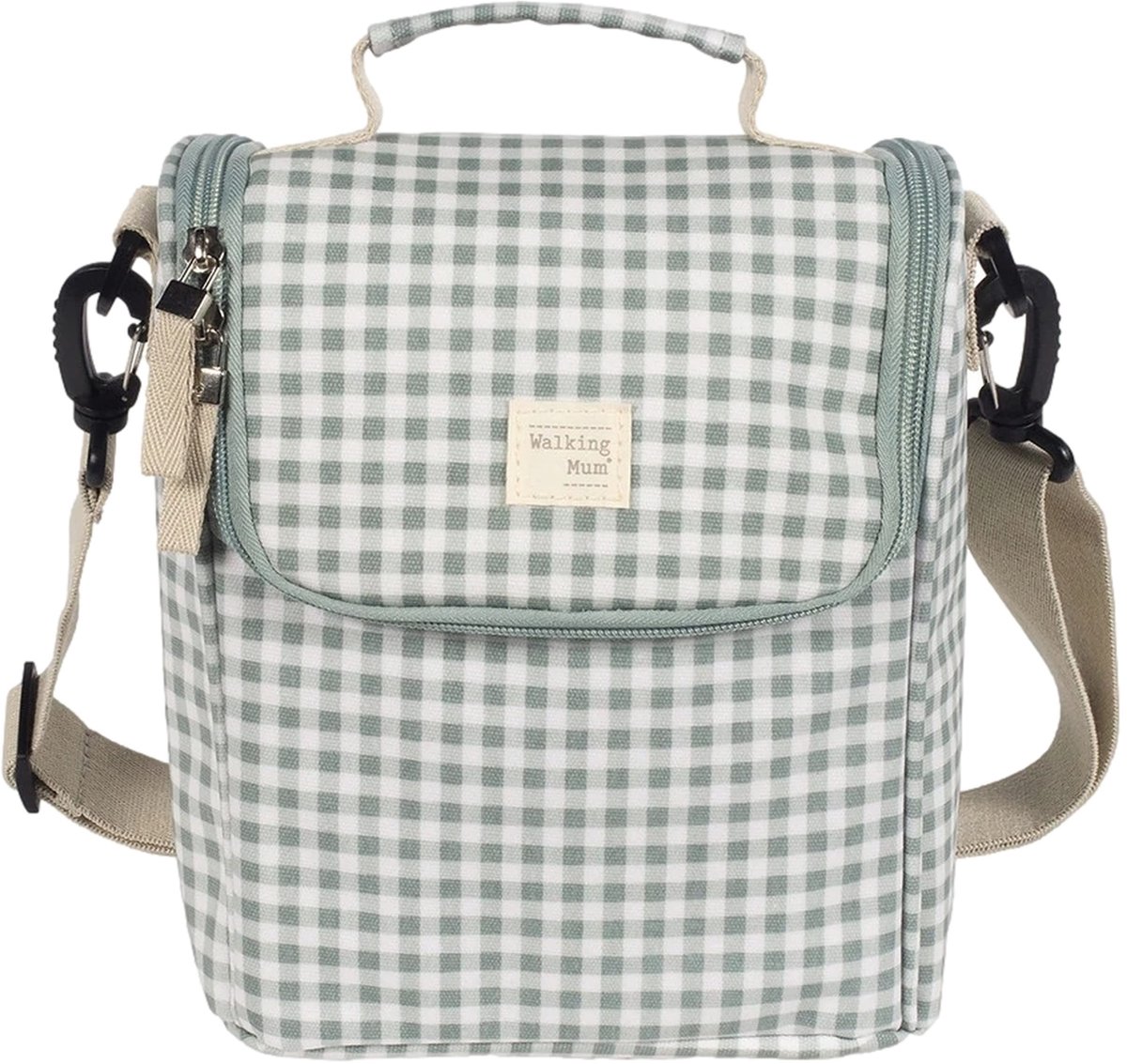 SnelShoppen - Koeltas voor Babyvoeding I Love Vichy, Grote Inhoud, Thermo, Duurzaam, Groen, 26 x 23 x 12 cm, Korte Handgreep en Schouderriem, Ideaal v