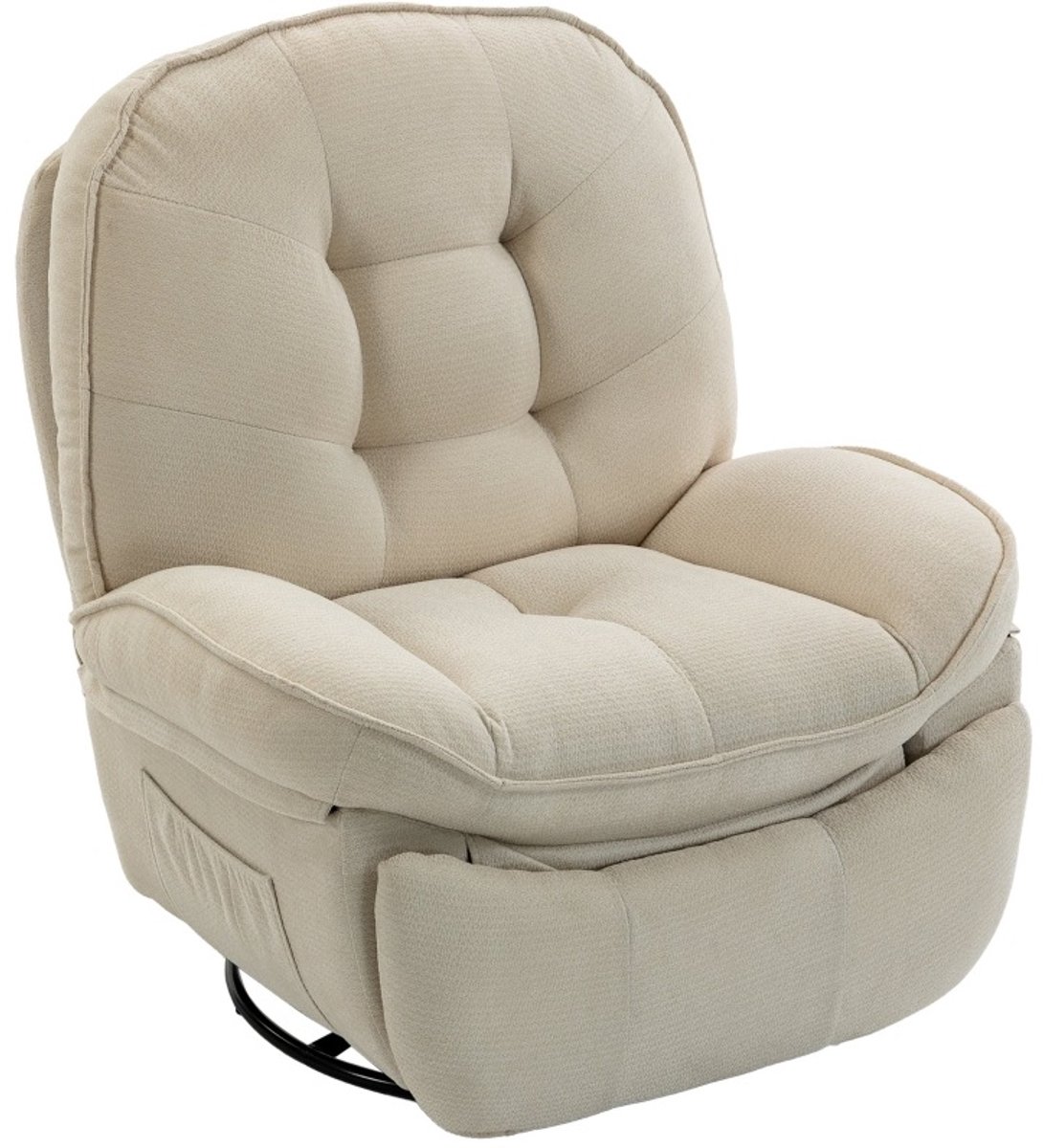 STILVORA Relaxfauteuil 95 x 94 x 104 cm - Draaibaar Met Ligfunctie En Schommelfunctie - Voor Woonkamer En Slaapkamer - Chenille - Crèmewit