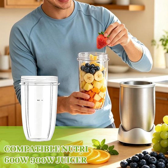 Set van 2 Vervangbekers voor Mixer, Geschikt voor Smoothies, Keukenaccessoires, Food-safe Materialen, Mixen en Bereiden — afbeelding 4