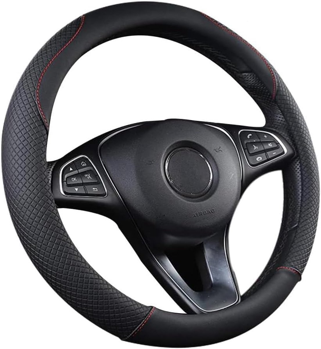 UIHOL UHOL Auto Stuurhoes Heavy Duty Stuurhoes van leer 38 cm / 15 Antislip Universele Stuurhoes Stuurhoes - ShopVlot