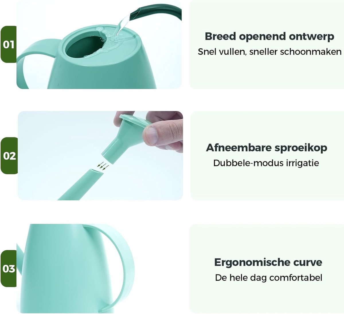 SnelShoppen - Gieter voor kamerplanten met lange tuit, 1,8 liter, gietkan voor bloemen en tuin, hemelsblauw, ideaal voor binnen en buiten gebruik