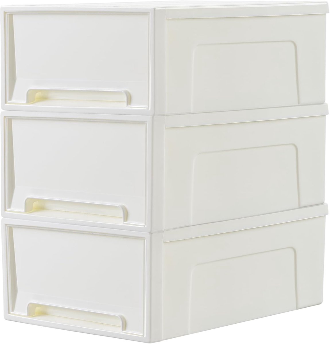 SnelShoppen - Cetomo 30L* 3 Stapelbare Opberglade, Kunststof Ladeorganizer met Witte Deuren voor Ondergootsteen, Keuken, Bijkeuken, Bureau en Huis Ont