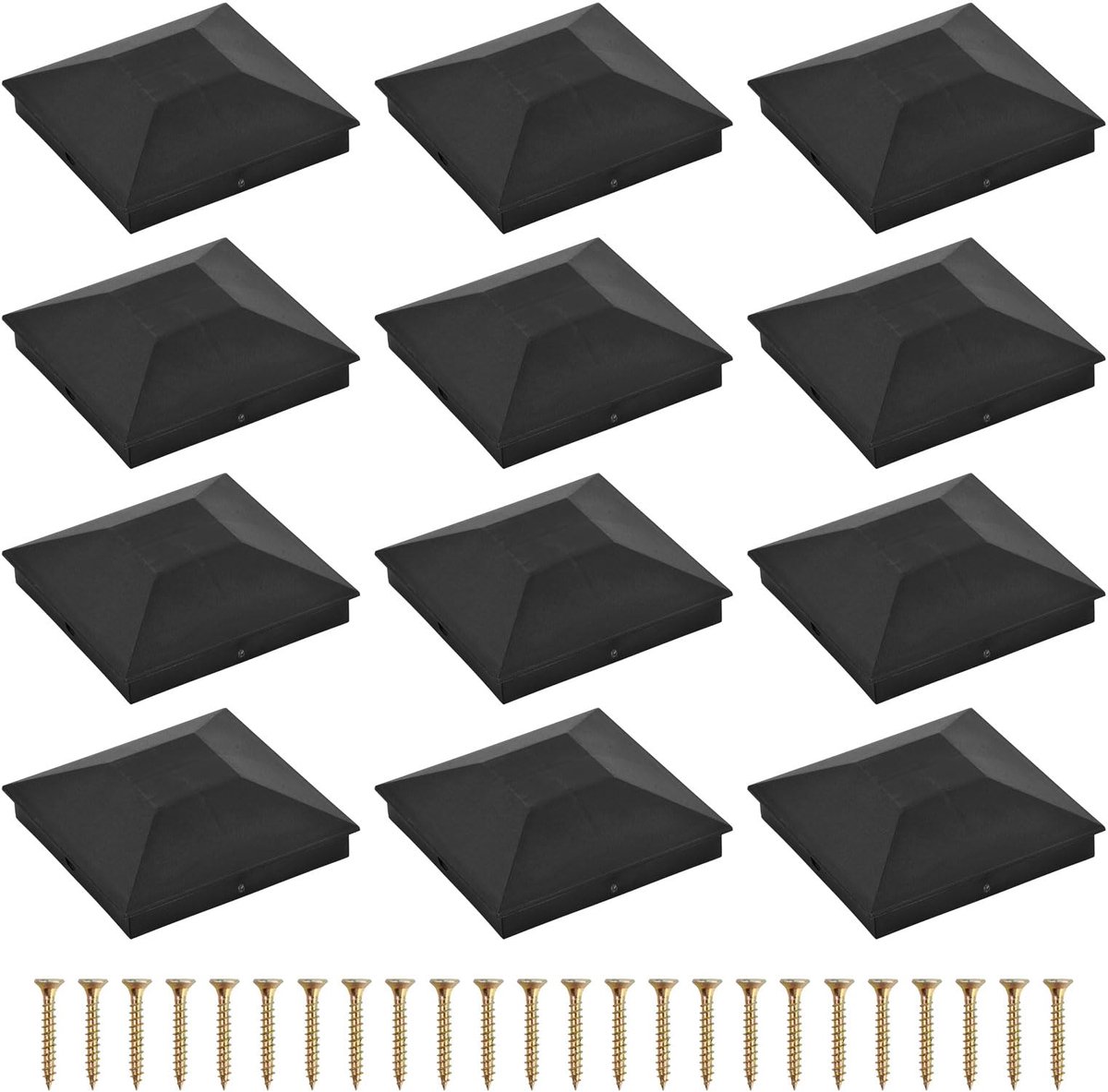 Paaldoppen - Paalafdekking Hekpaal - Bescherming Palen - Weerbestendig Kunststof - 9 x 9 cm - Zwart