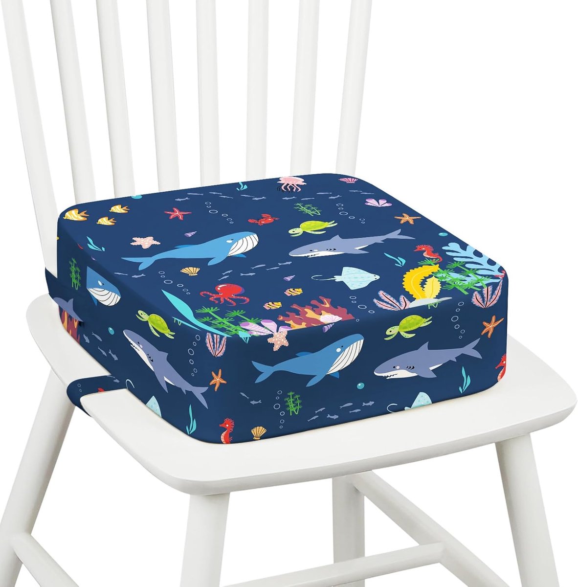SnelShoppen - Peuter Booster Zitting voor Eettafel - 10 cm Dikke Spons Kids Booster Kussen met Antislip Bodem en 2 Verstelbare Riemen - Sterke Onderst