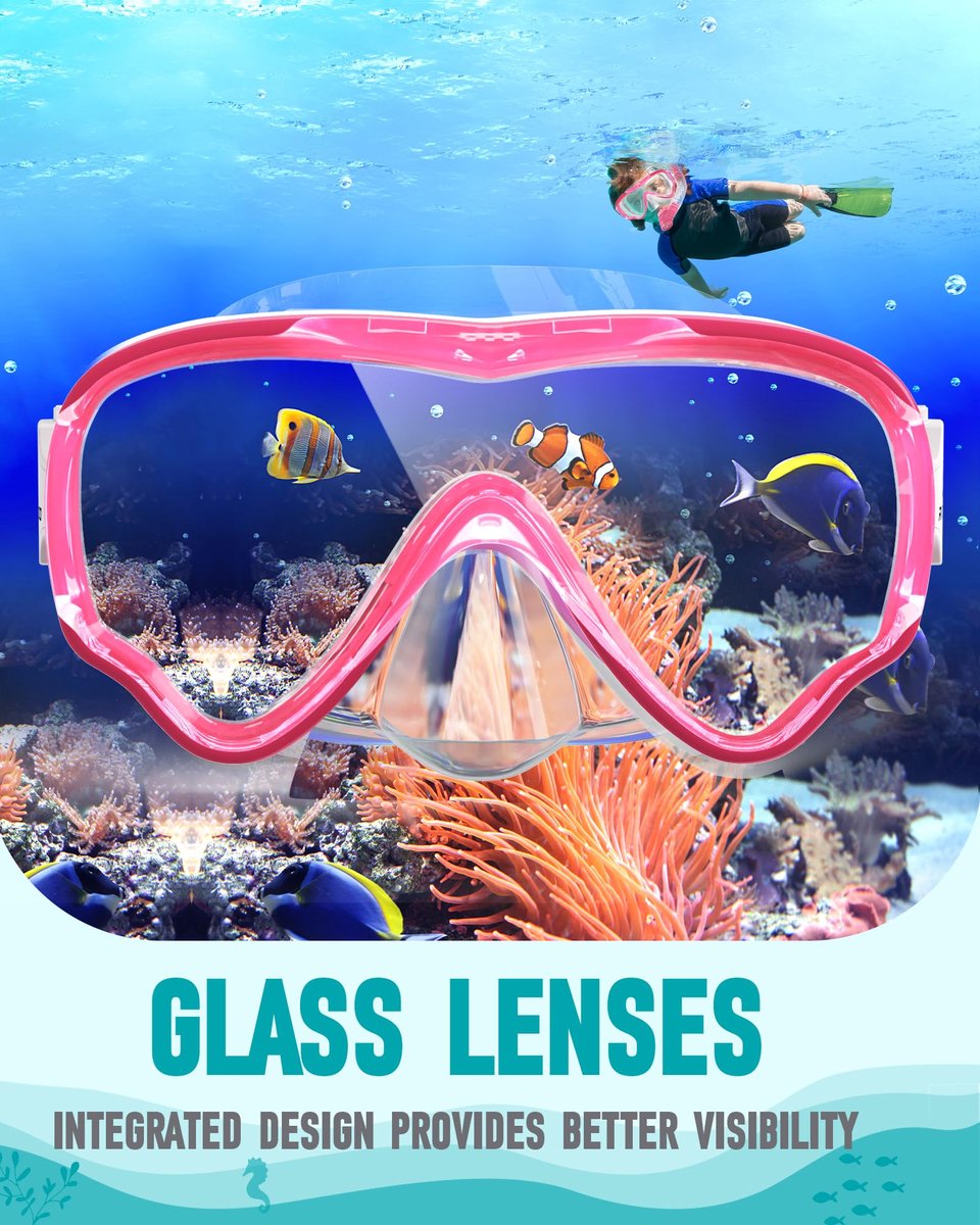 SnelShoppen - Snorkelset voor Kinderen, Droge Snorkelgrillen, Anti-condens en Anti-lekkage, Zwembril voor Jongens en Meisjes van 4 tot 14 jaar, Perfec