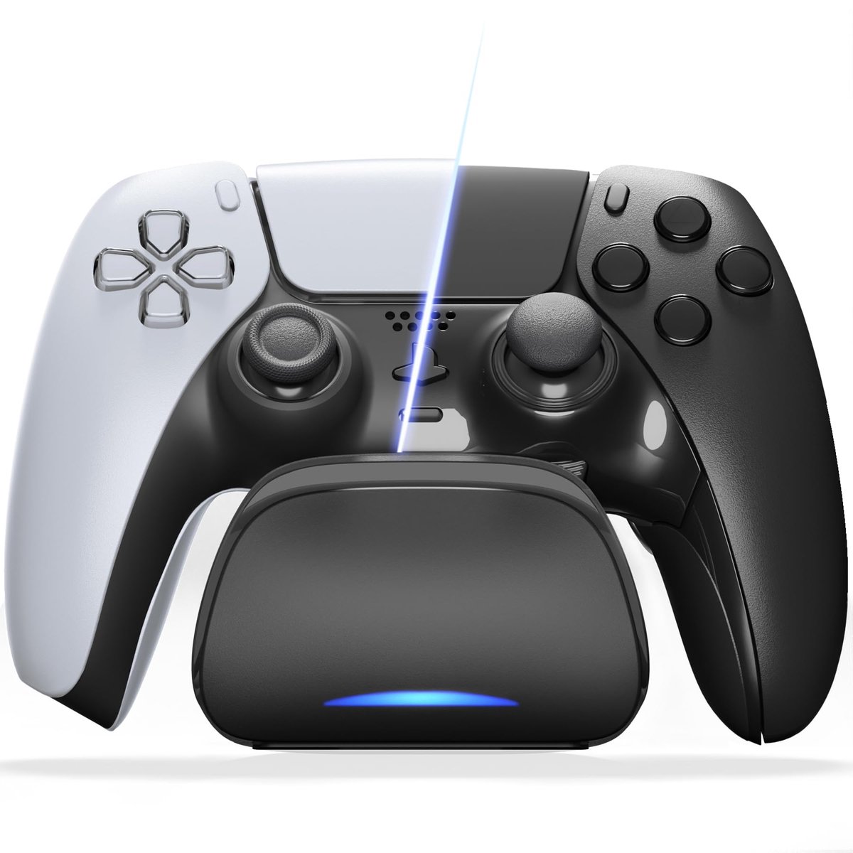 SnelShoppen - Oplaadstation voor PS5 en Edge Controller, Zwart - Snelle en Efficiënte Oplader voor Gamecontrollers - Geschikt voor Thuisgebruik en Gam