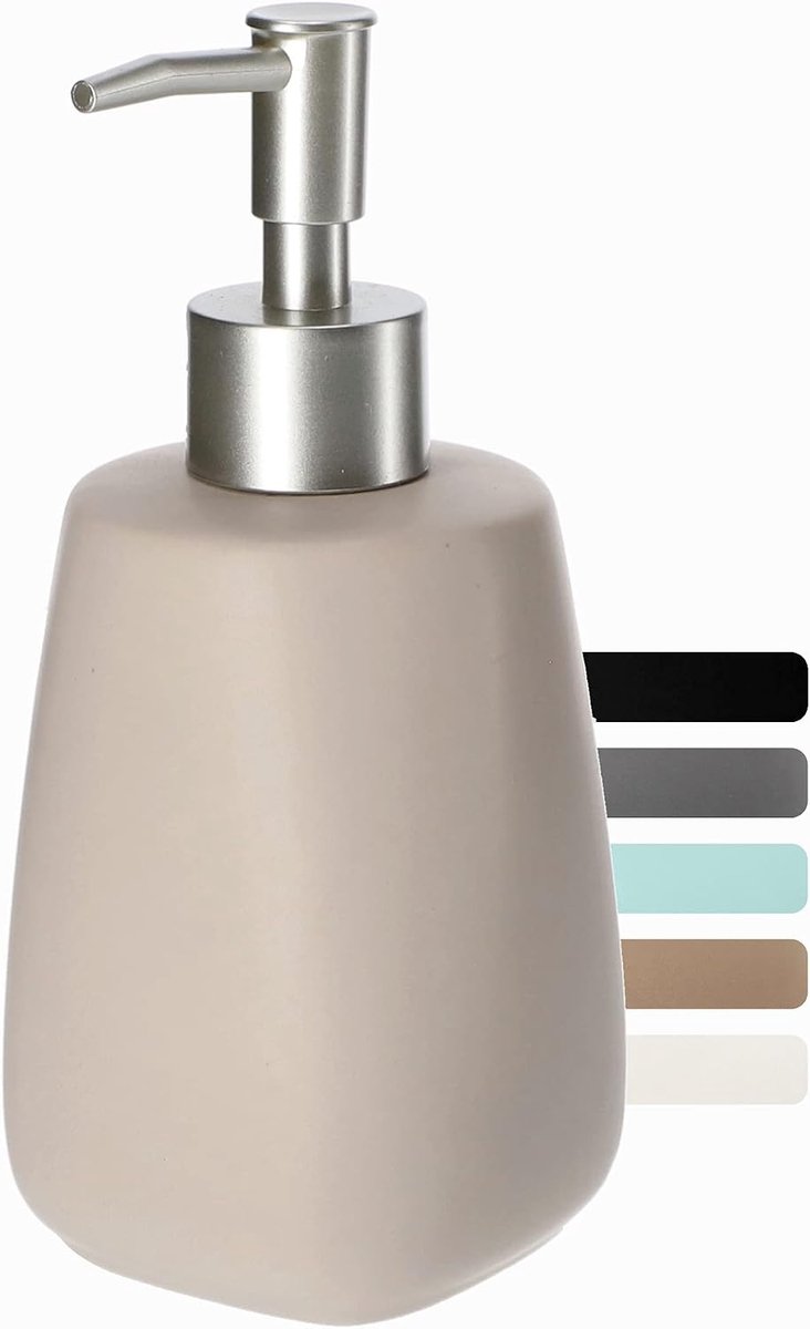 SnelShoppen - Keramische Zeepdispenser met Pomp, Vloeibare Zeepdispenser voor Badkamer en Keuken, Lotiondispenser en Afwasmiddeldispenser in Beige, St