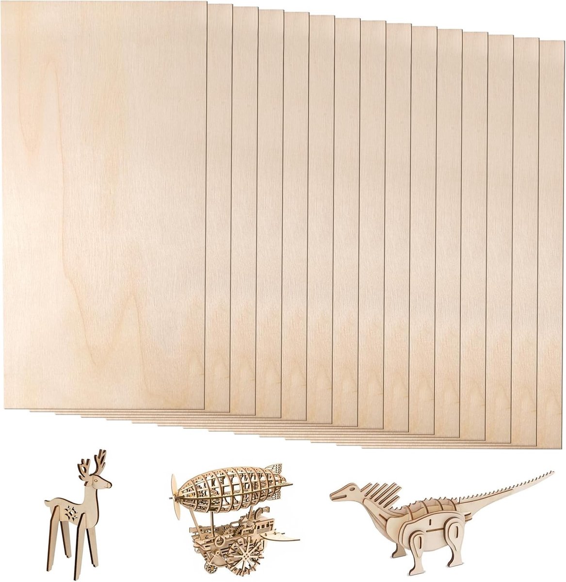 15 Stuks Balsa Houten Platen 200 X 100 X 2mm voor Creatieve Projecten, DIY Modellen en Kunstwerken