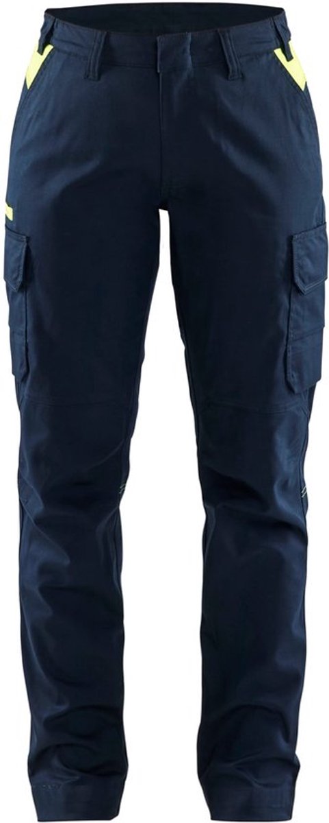 Blaklader Dames industrie werkbroek stretch 7144-1832 - Donker marineblauw/High Vis Geel - C34