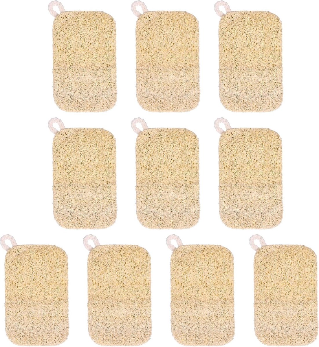 Natuurlijke Loofah Sponsen voor Keuken en Bad, 10 Stuks Composteerbaar, Duurzaam en Milieuvriendelijk