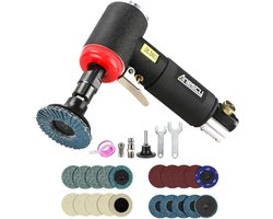 Mini Air Angle Grinder Kit, 1/4" Pneumatic Grinder with 3mm & 6mm Collets, 20 Pieces 2 Inch Quick Change Sanding Discs - ShopVlot