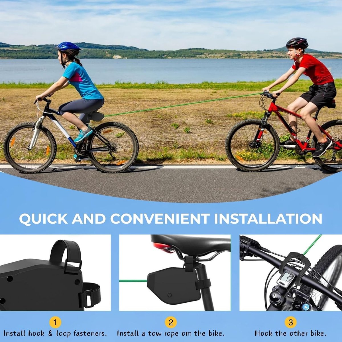 Children's Bicycle Tow Rope 2.5m, Retractable Parent-Child Drawstring with 90 kg Load Capacity, Bicycle Pull System - ShopVlot