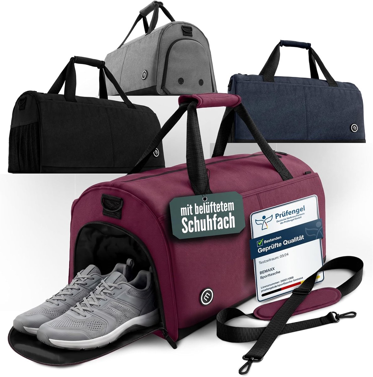 SnelShoppen - Sporttas Heren Trainingstas Dames met Schoenenvak en Nat Vak | 40/60L Rugzakfunctie, 30/50L Reistas, Zwemtas, Fitness, Gym, Schoudertas,