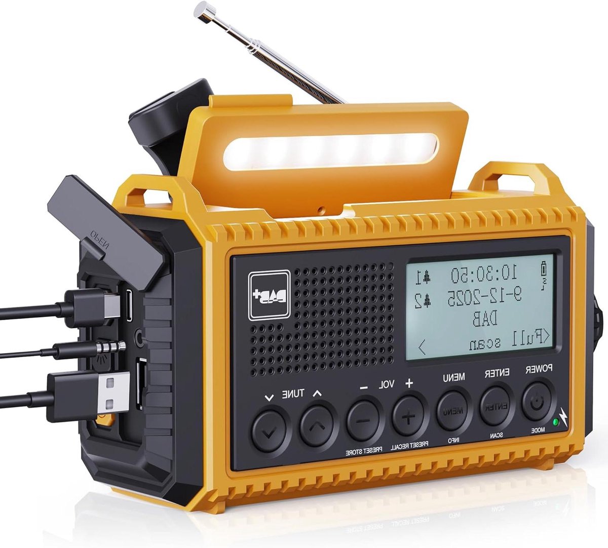 Draagbare Radio - Digitale Radio - Kamperen en Noodgevallen - 5000mAh Batterij - 26 Uur Speeltijd - Geel