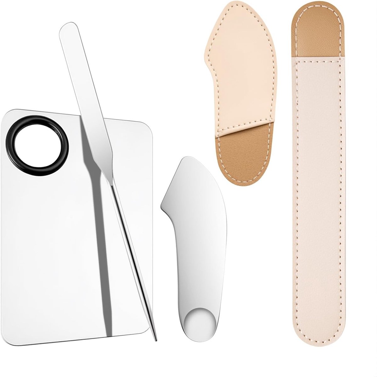 Mixing Palette met Spatula voor Make-up, Metaal Mengtray voor Vloeibare Make-up, Cosmetische Schep en Huidverzorging Tools