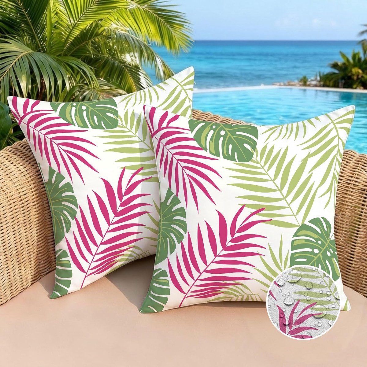 Kussenhoezen 40 x 40 cm - Waterproof - Bladvorm - Decoratief voor tuin - ShopVlot