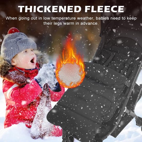 Universele Voetenzak - Winterzak Kinderwagen - Baby Warm Houden - Waterdicht Oxford Stof - 80 cm - Zwart van Universele — afbeelding 3