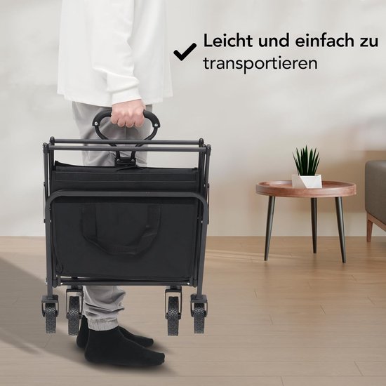Bolderkar - Transportkar Tuin - Boodschappen Vervoeren - Opvouwbaar Compact Design - 100KG Draagkracht - Zwart van Bolderkar — afbeelding 2