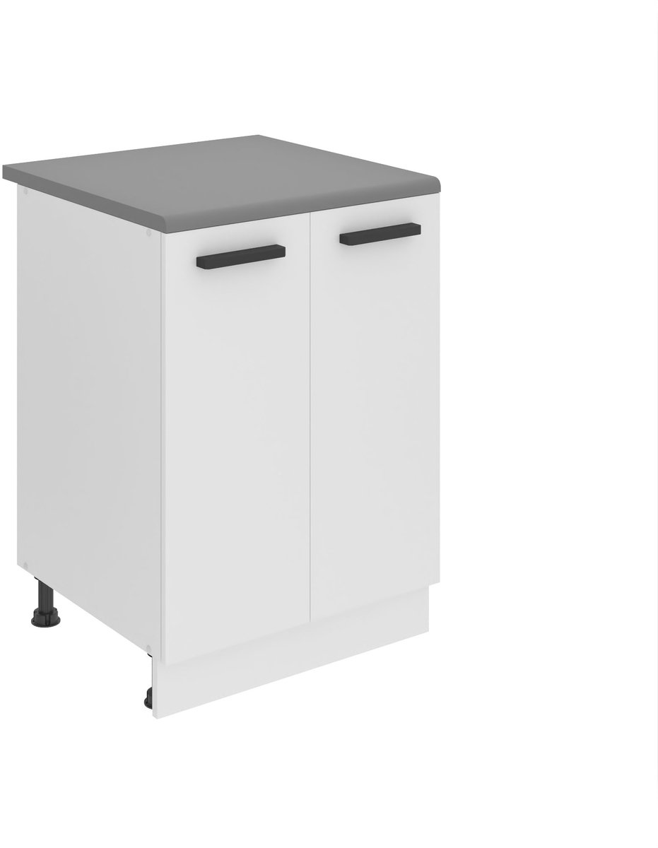 BELINI Keukenonderkast SD2 60 cm met 2 Deuren met Werkblad - Wit Mat