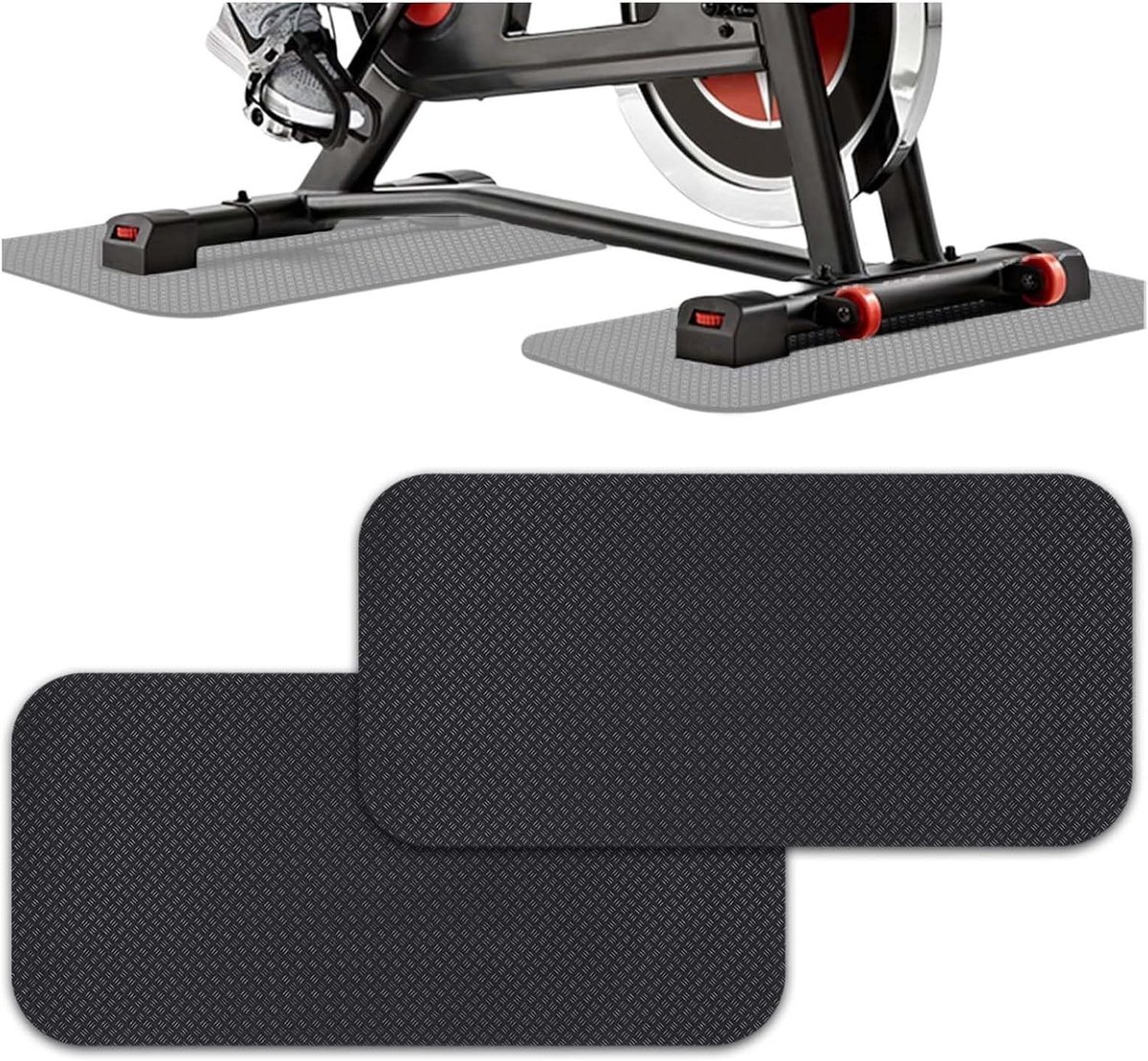 Set van 2 Vloerbeschermingsmatten, 30 x 63,5 x 0,6 cm, Dikke Antislipmatten voor Fitnessapparatuur en Loopbanden, Ideaal voor Vloerbescherming en Stabiliteit