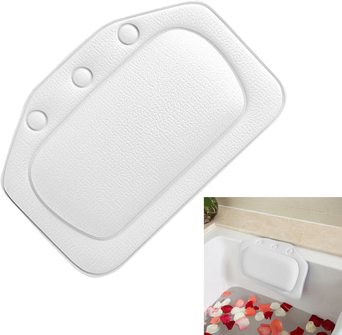 Zacht en Waterdicht Badkussen met 3 Sterke Zuignappen voor Nek- en Rugsteun, Perfect voor Ontspanning in Bad, Duurzaam en Modern Ontwerp, Ideaal Badaccessoire voor Thuisgebruik