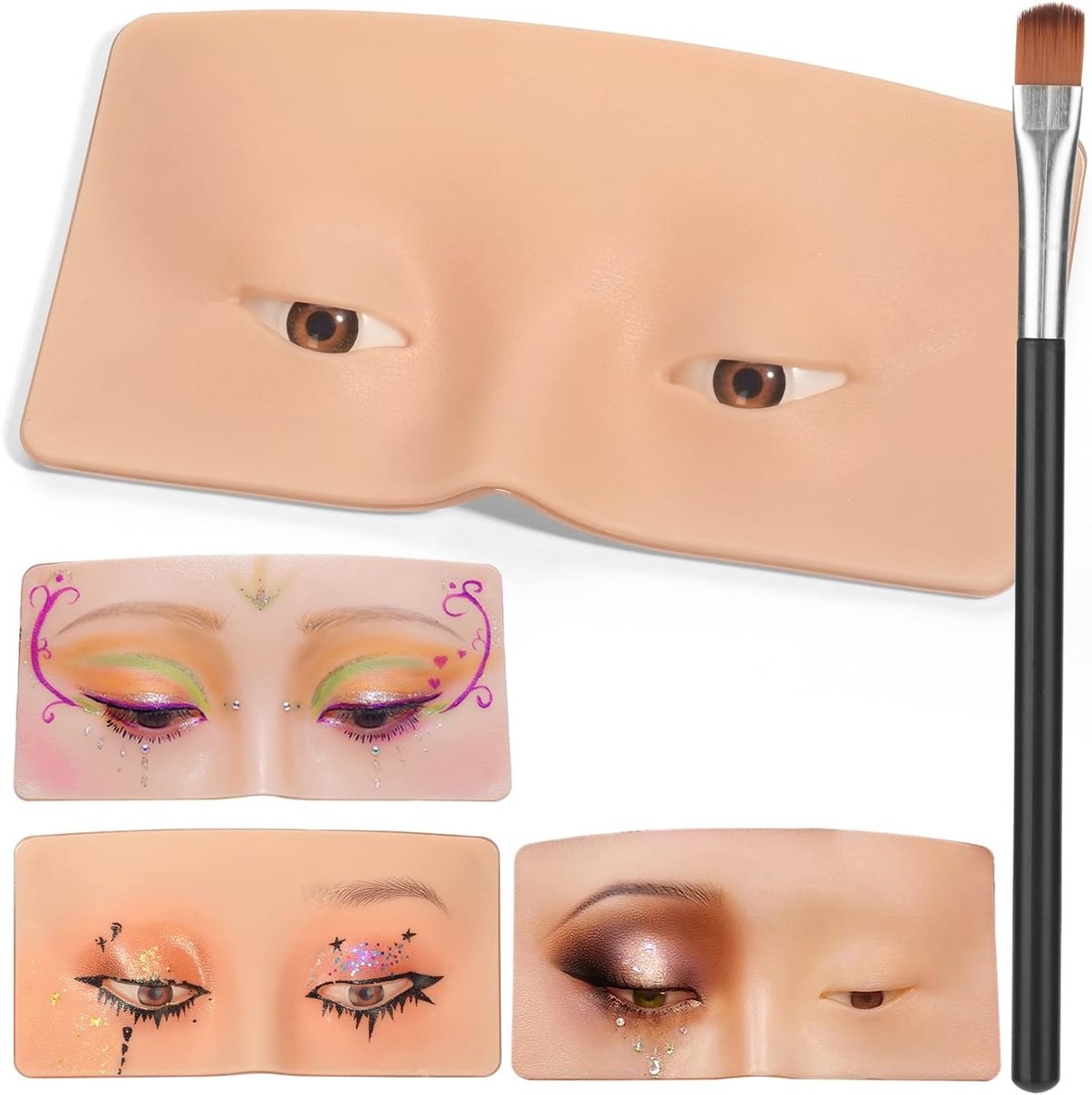 Siliconen Oefenbord voor Make-up Training - Perfect voor Beginners en Professionals, Inclusief Make-up Kwasten en Oefenfunctie voor Ogen en Gezicht