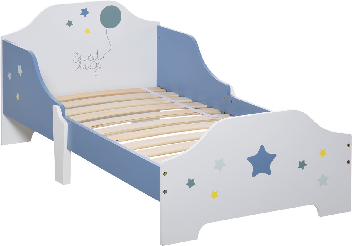 HOMCOM Kinderbed - MDF - 143x74x59cm - Blauw, Wit