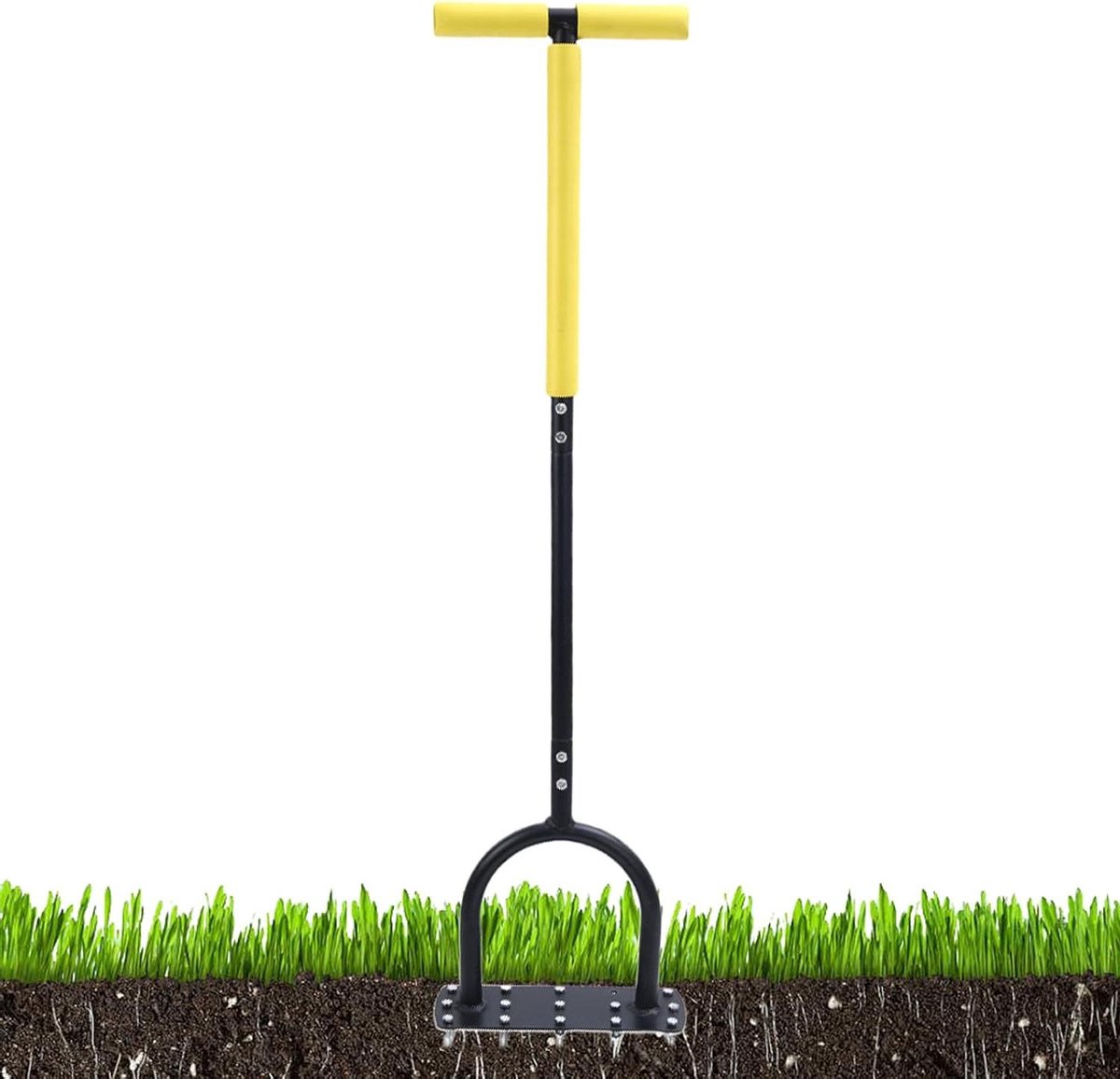 Gazonbeluchter - Tuingereedschap Bodem - Gazon Onderhoud - Ergonomisch T-Handvat - 100 cm - Metaal