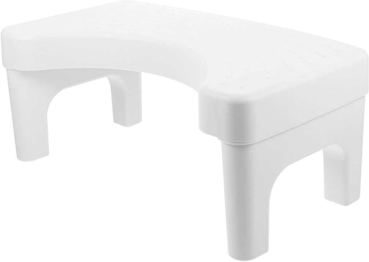 Toiletkrukje Opstapje - Voetenbank Kakhulp - Comfortabel Toiletteren - Antislip Bodem - 39x22x16 cm - Wit